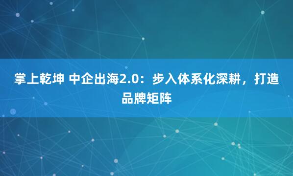 掌上乾坤 中企出海2.0：步入体系化深耕，打造品牌矩阵
